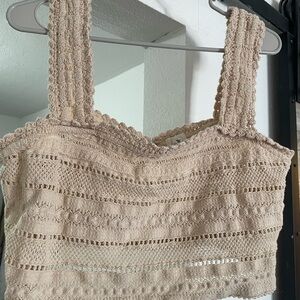Aerie Beige Crochet Crop size xl